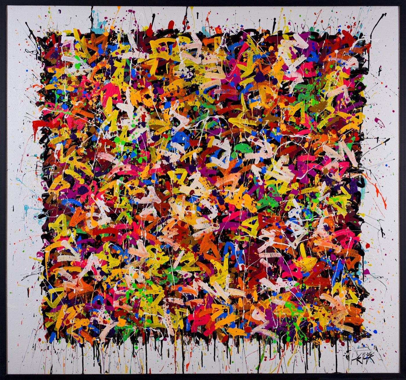 Intention collection artwork by Nicolas Herbé with a dark brown ground and vivid splashes of color.